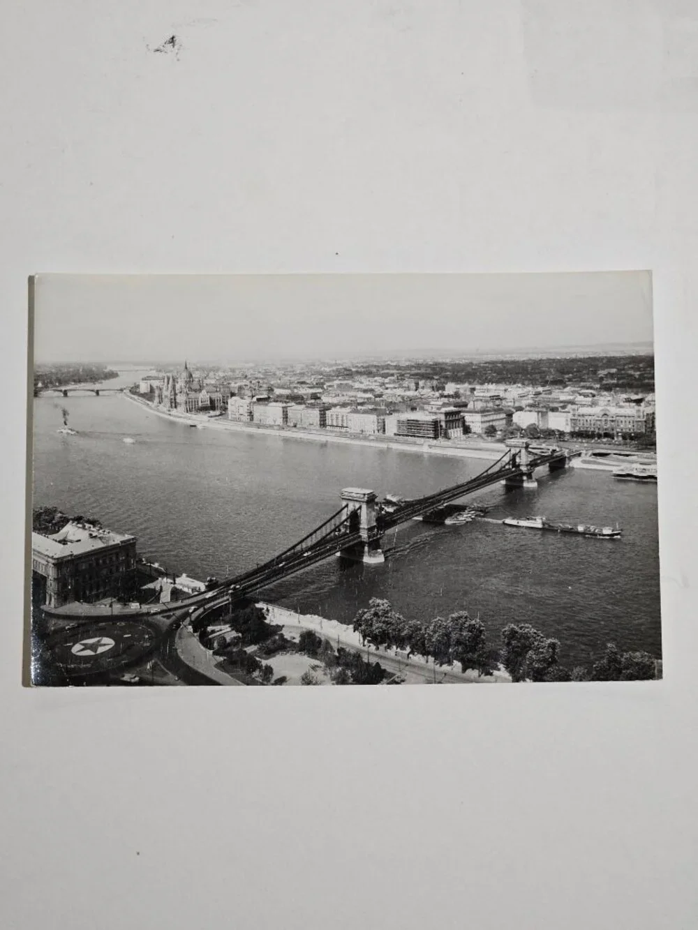 Széchenyi Chain Bridge spanning the Danube River in Budapest Hungary Postcard